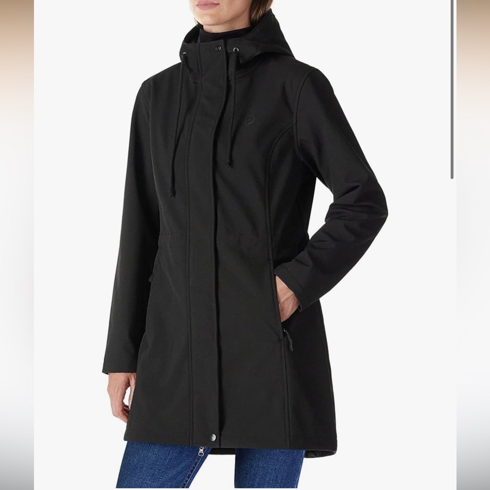 Women's Black Hooded Softshell Coat